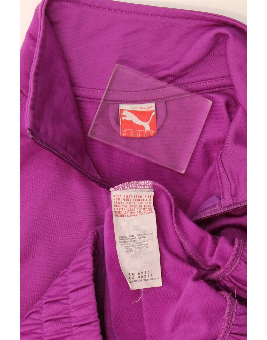Puma Womens Tracksuit Top Jacket UK 12 Medium Purple Polyester