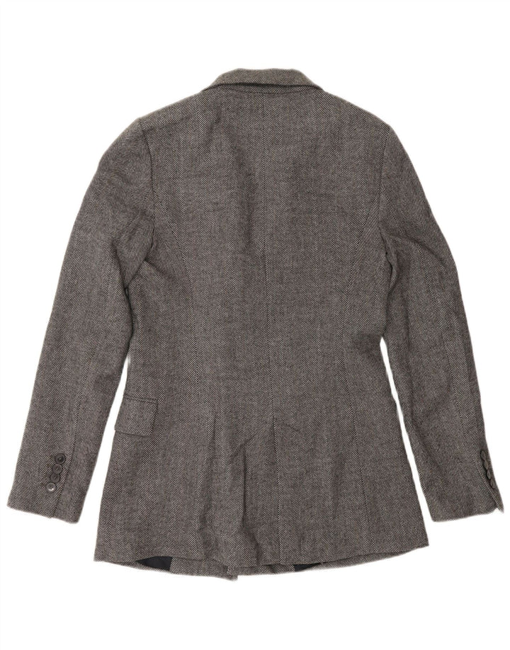 Zara Womens Double Breasted Blazer Jacket UK 10 Small Grey Herringbone