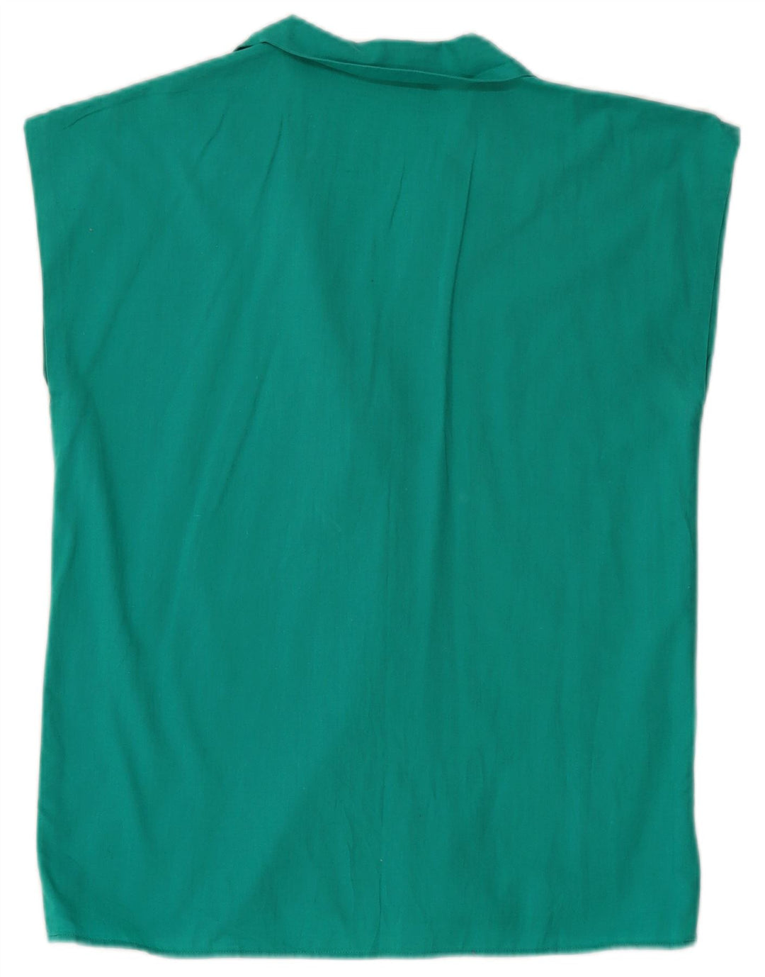 VINTAGE Womens Sleeveless Shirt Blouse UK 12 Medium Turquoise