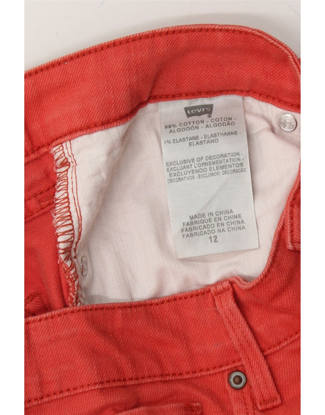 LEVI'S Womens Capri Jeans US 12 Large W34 L21 Red Cotton Vintage Levi's and Second-Hand Levi's from Messina Hembry 