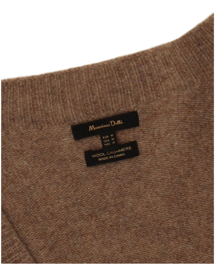 MASSIMO DUTTI Womens Oversized Cardigan Sweater UK 14 Medium Brown Wool