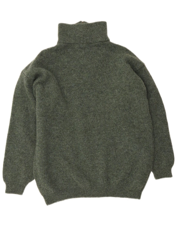 Vintage Mens Zip Neck Jumper Sweater XL Khaki Virgin Wool