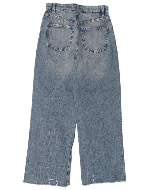 ZARA Womens Distressed Wide Leg Jeans EU 36 XS W26 L27 Blue Cotton