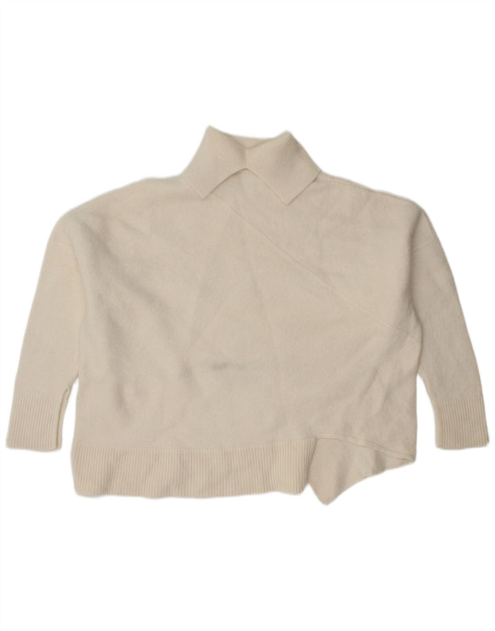 Cos Womens Oversized Roll Neck Jumper Sweater UK 14 Medium White Wool