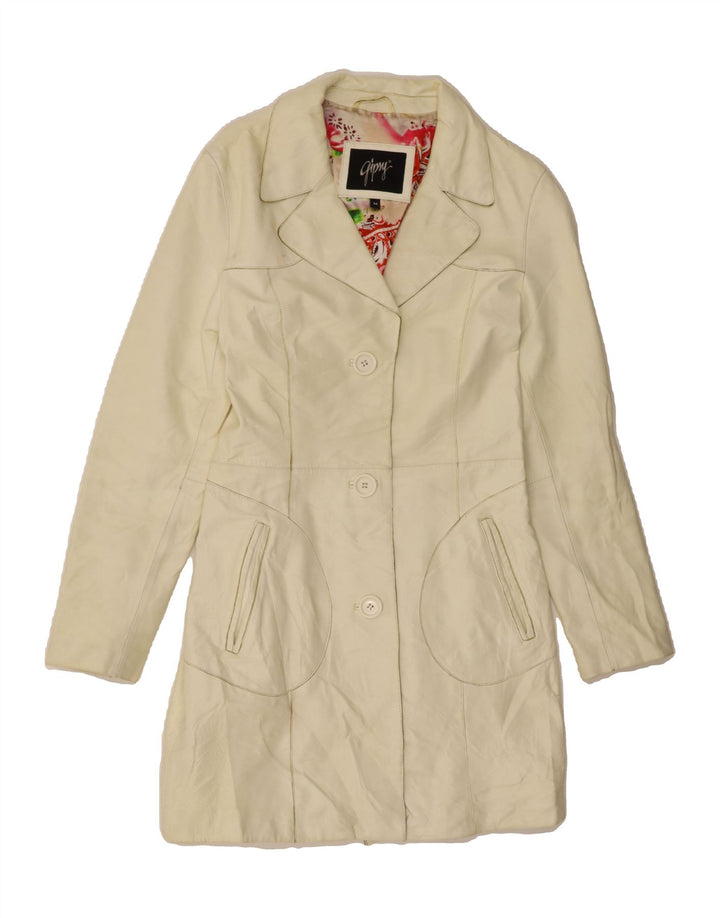 GIPSY Womens Leather Coat UK 14 Medium Yellow Leather Vintage Gipsy and Second-Hand Gipsy from Messina Hembry 