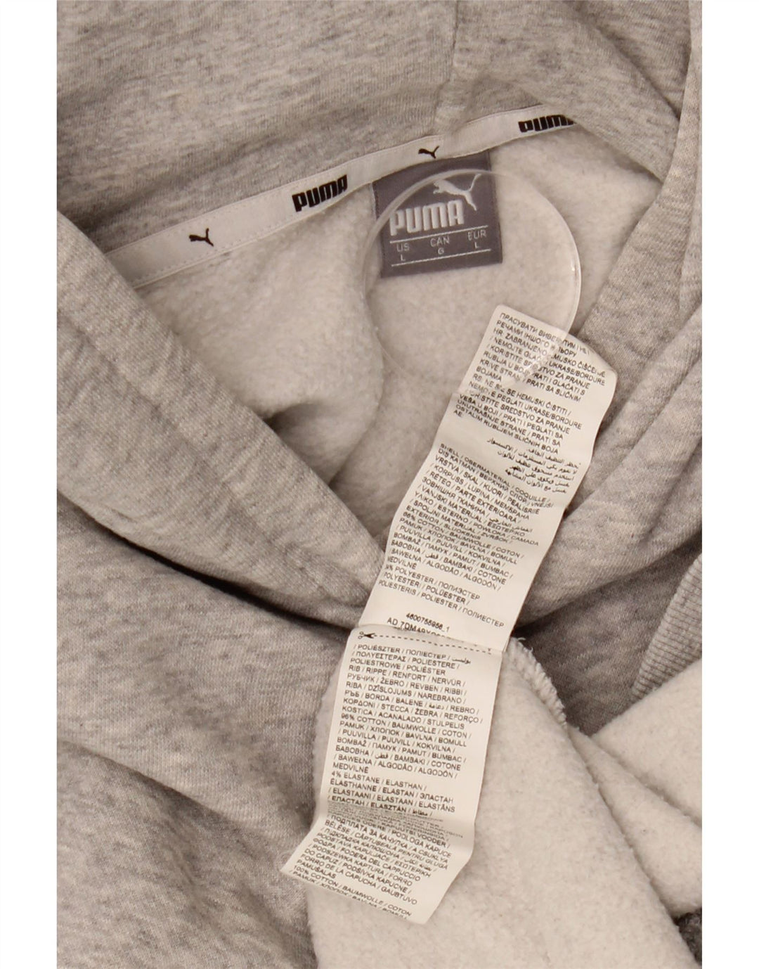 PUMA Womens Graphic Oversized Hoodie Jumper UK 16 Large Grey Cotton