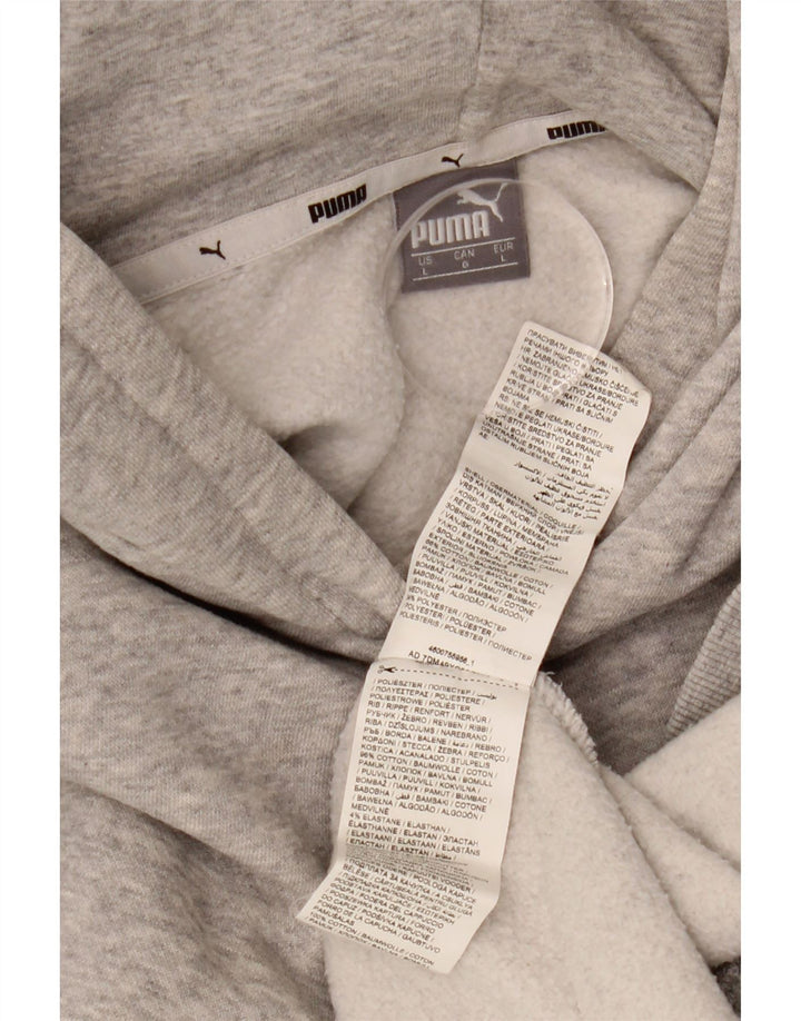 PUMA Womens Graphic Oversized Hoodie Jumper UK 16 Large Grey Cotton