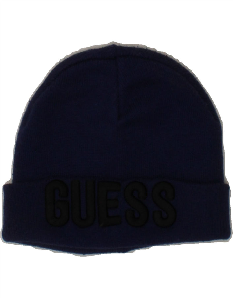 GUESS Baby Boys Graphic Beanie Hat 9-12 Months Navy Blue Viscose Vintage Guess and Second-Hand Guess from Messina Hembry 