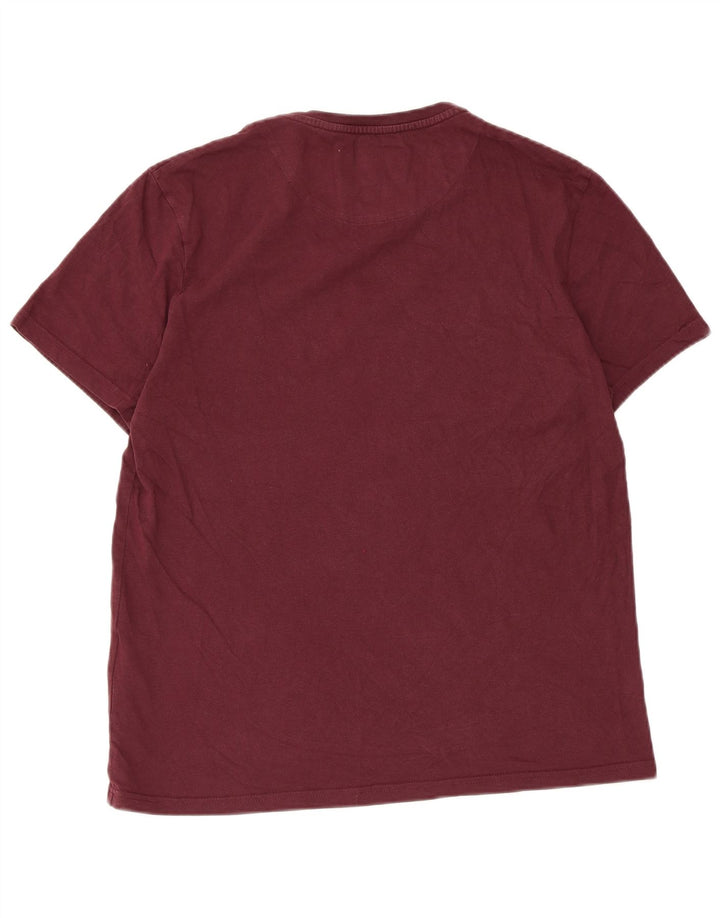 Lyle & Scott Mens T-Shirt Top Large Maroon Cotton