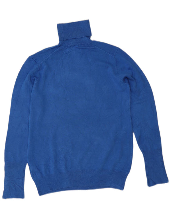 Zara Womens Roll Neck Jumper Sweater UK 14 Large Blue Viscose