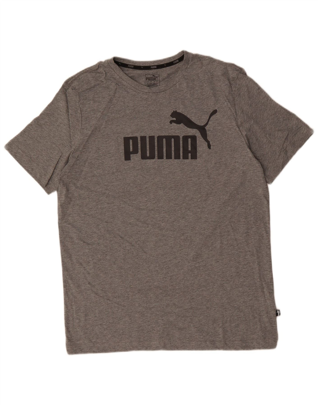 PUMA Mens Graphic T-Shirt Top Large Grey Flecked