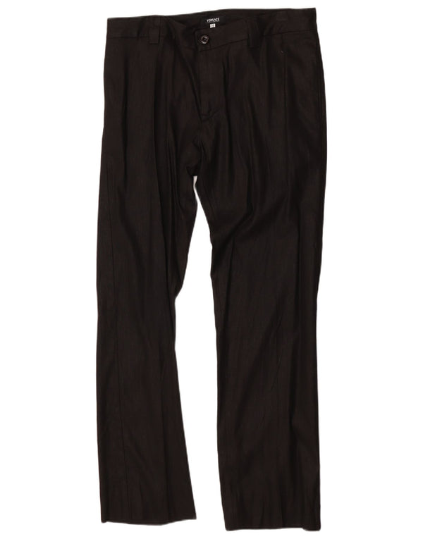 Versace Womens High Waist Straight Suit Trousers IT 48 XL W32 L30 Black