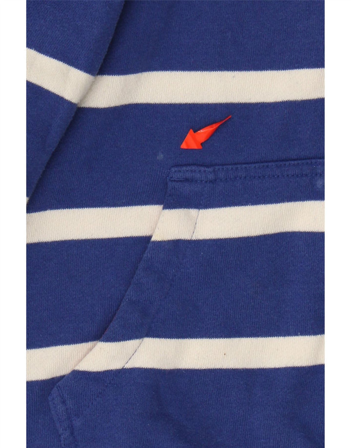 JOULES Womens Zip Hoodie Sweater UK 10 Small Blue Striped Cotton