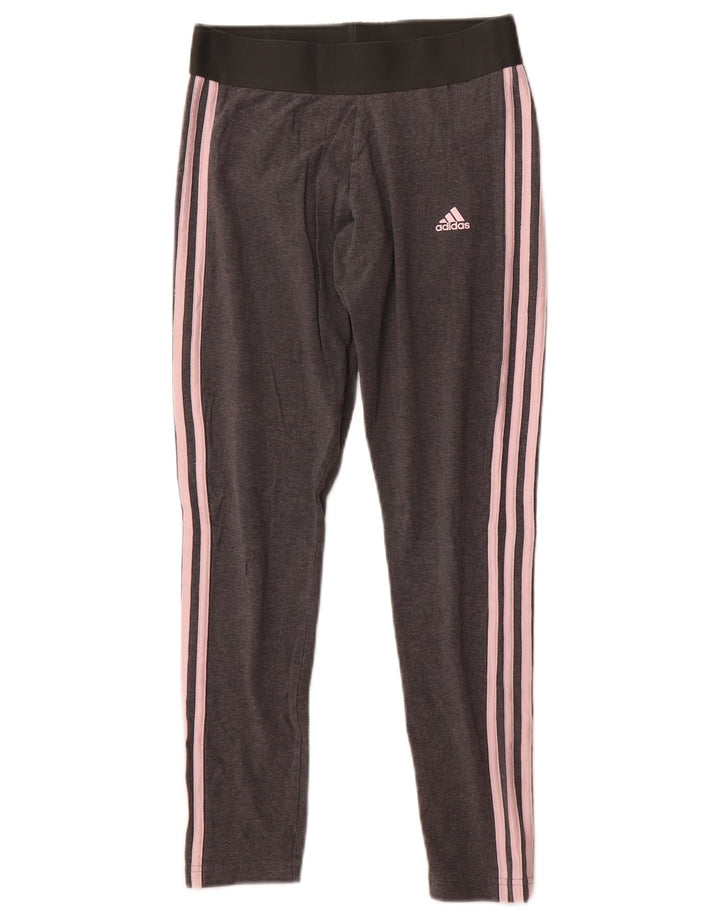 Adidas Womens Leggings UK 12 Medium  Grey Cotton