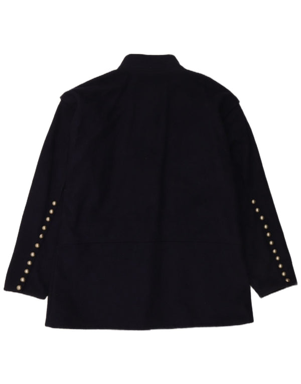 LEONARDO CARBONE Mens Military Overcoat UK 46 3XL Navy Blue