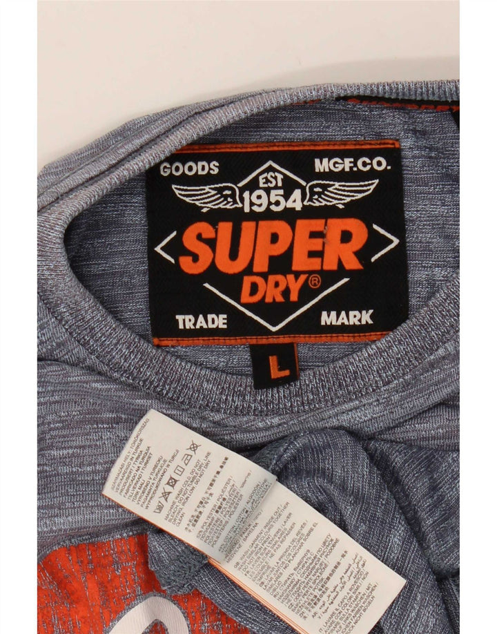 Superdry Mens Graphic T-Shirt Top Large Grey Flecked Polyester