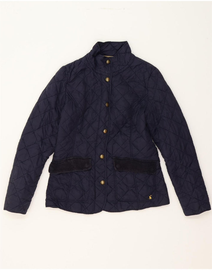 JOULES Womens Quilted Jacket UK 10 Small Navy Blue Vintage Joules and Second-Hand Joules from Messina Hembry 