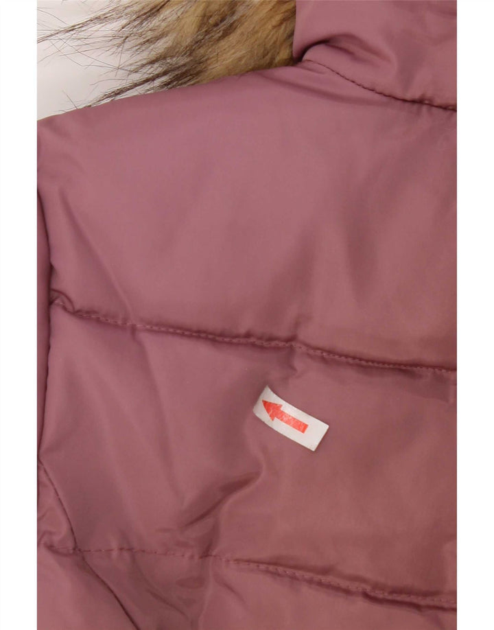 Dkny Girls Hooded Padded Coat 10-11 Years Medium Pink Polyester