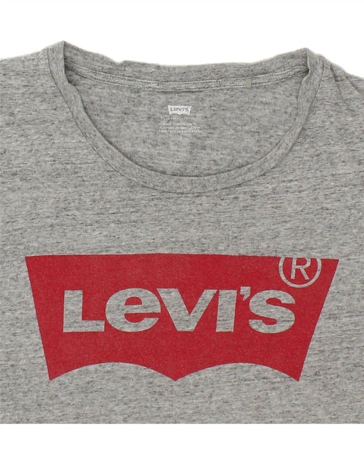 LEVI'S Womens Graphic T-Shirt Top UK 14 Medium Grey Flecked Vintage Levi's and Second-Hand Levi's from Messina Hembry 