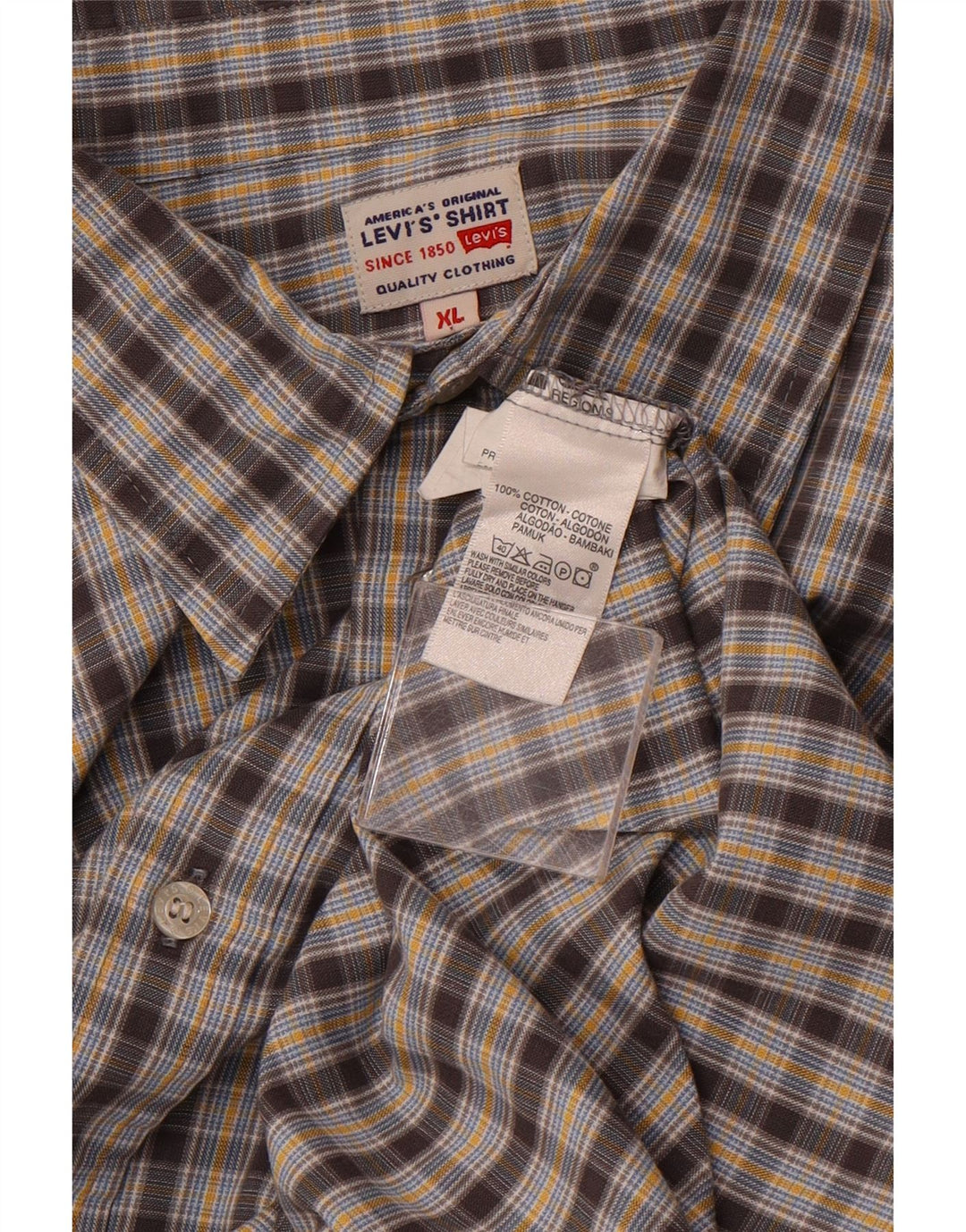 LEVI'S Mens Shirt XL Grey Check Cotton