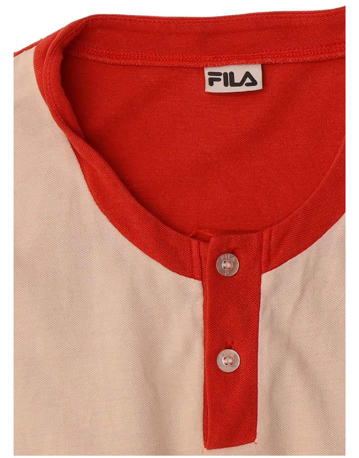 FILA Mens Graphic T-Shirt Top Medium Red Colourblock
