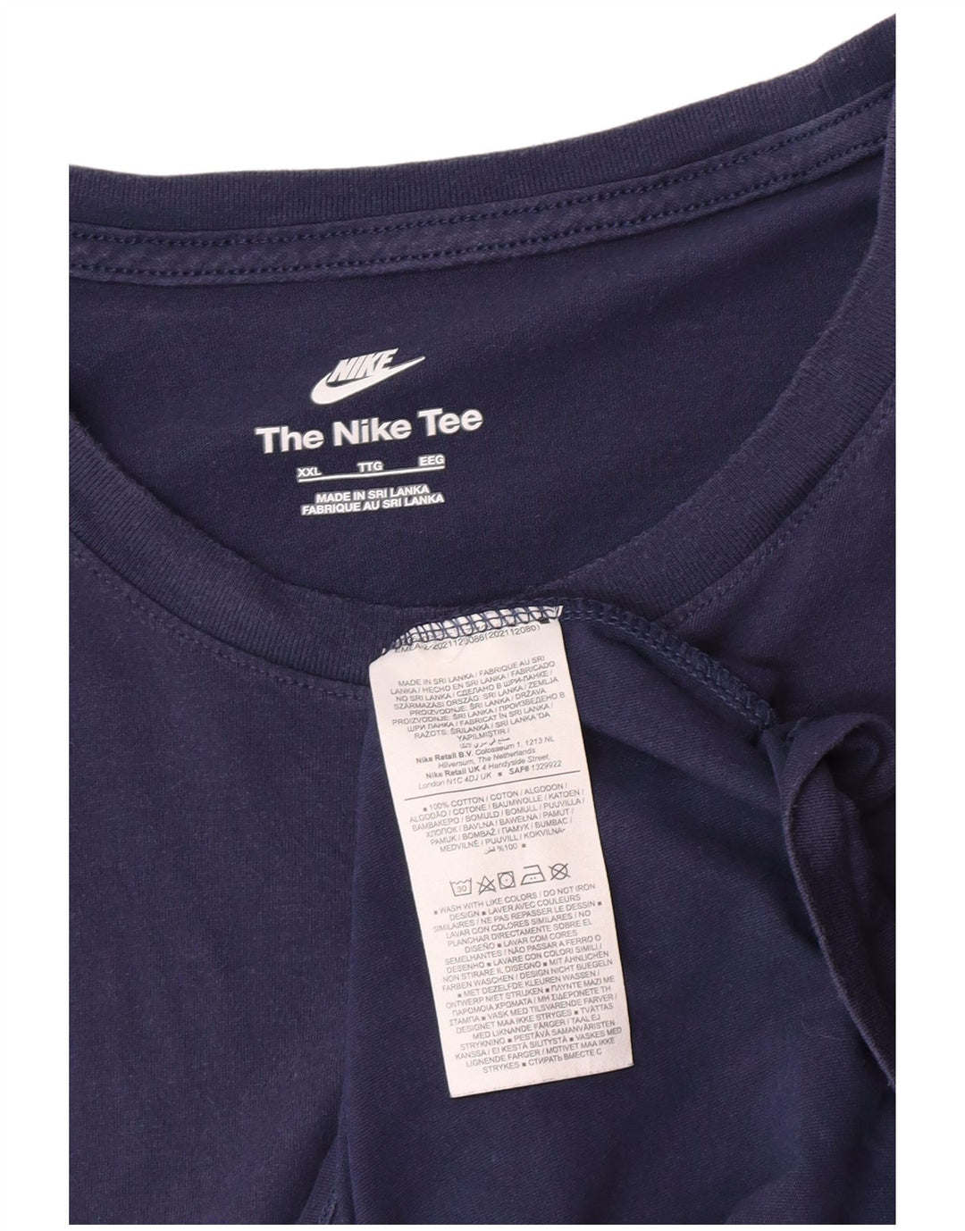 Nike Mens T-Shirt Top 2XL Navy Blue Cotton