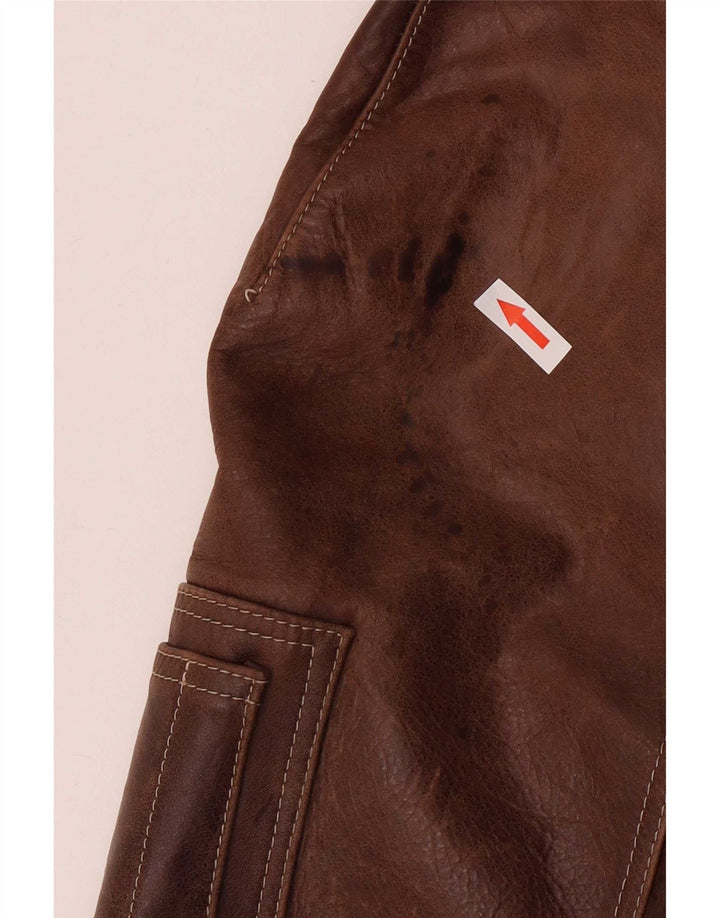 Vintage Mens Leather Bomber Jacket IT 52 2XL Brown