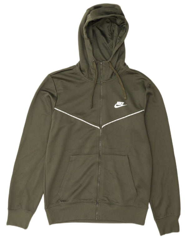 Nike Mens Zip Hoodie Sweater Small Green Polyester