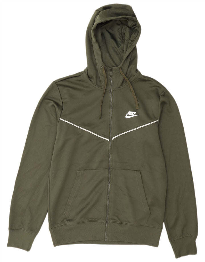 Nike Mens Zip Hoodie Sweater Small Green Polyester