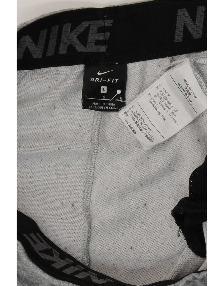 Nike Mens Dri Fit Graphic Tracksuit Trousers Joggers Large Grey Polyester