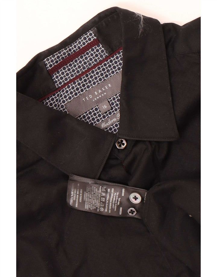 Ted Baker Mens Modern Fit Formal Shirt Size 16 Large Black Cotton
