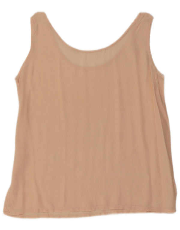 Vintage Womens Sleeveless Blouse Top UK 16 Large Pink Silk