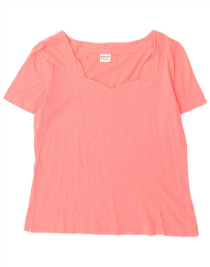 Benetton Womens T-Shirt Top UK 14 Medium Pink Cotton