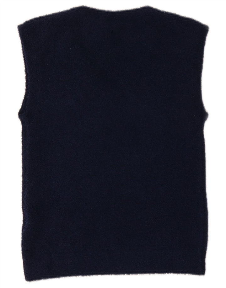 Adidas Womens Vest Tank Top UK 12 Medium Navy Blue Striped Polyester