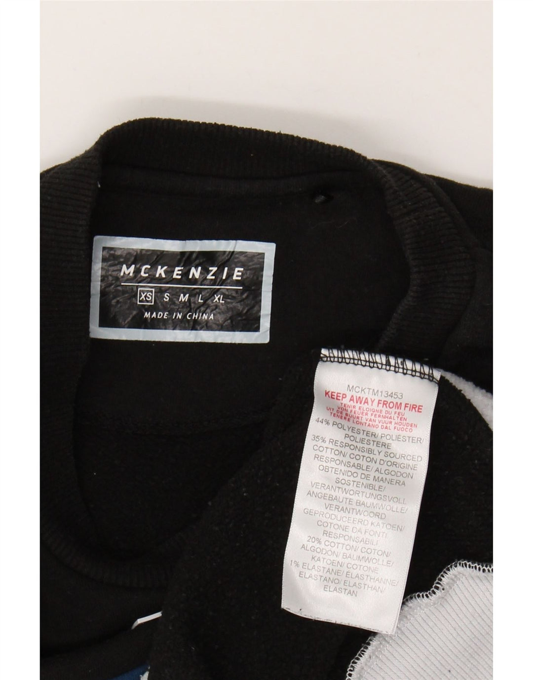 MCKENZIE Mens Sweatshirt Jumper XS Black Colourblock Polyester