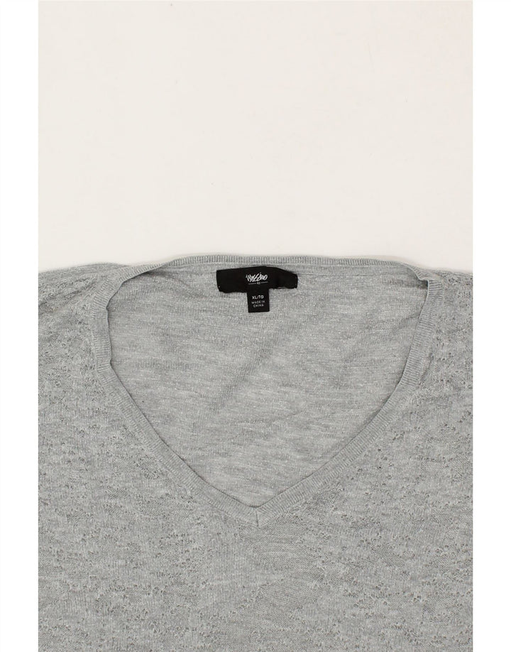 MOSSIMO Womens Oversized V-Neck Jumper Sweater UK 18 XL Grey Vintage Mossimo and Second-Hand Mossimo from Messina Hembry 