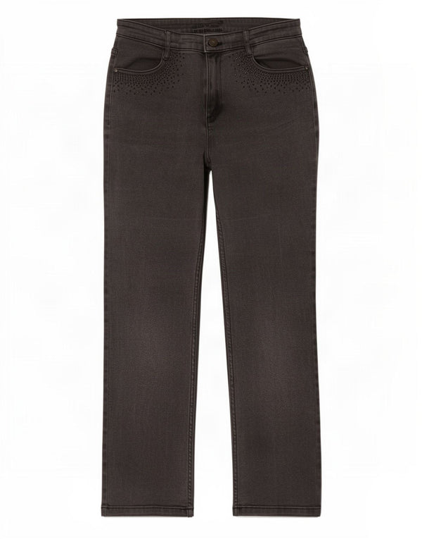 Marks & Spencer Womens Straight Jeans UK 12 Medium W30 L29 Grey Cotton