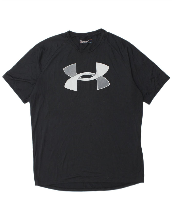 UNDER ARMOUR Mens Heat Gear Graphic T-Shirt Top Large Black Polyester