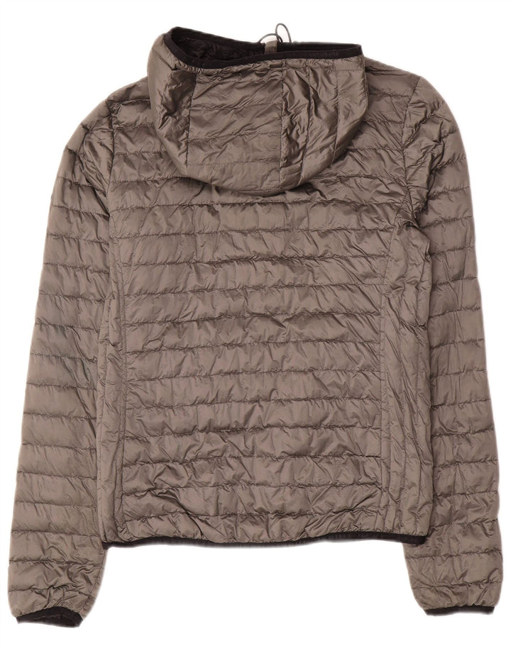 SUPERDRY Womens Hooded Padded Jacket UK 10 Small Grey Nylon