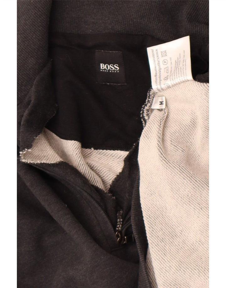 Hugo Boss Mens Zip Neck Sweatshirt Jumper Medium Grey Cotton