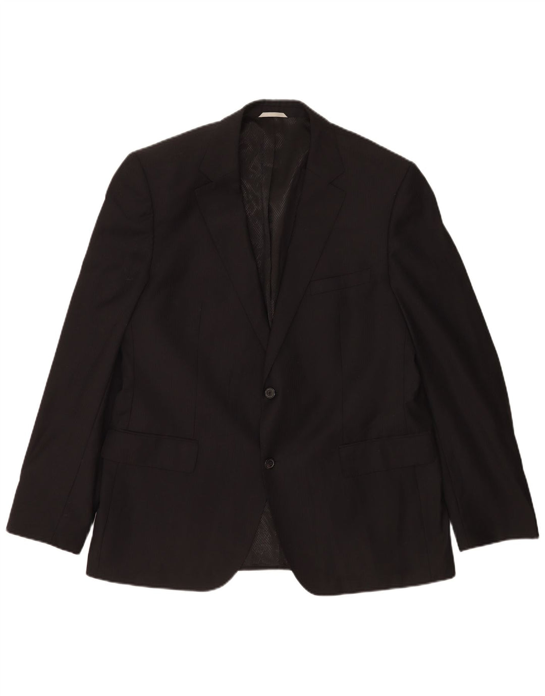 Hugo Boss Mens 2 Button Blazer Jacket EU 56 3XL Black Pinstripe Virgin Wool