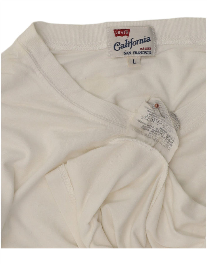 LEVI'S Mens Top Long Sleeve Large White Cotton