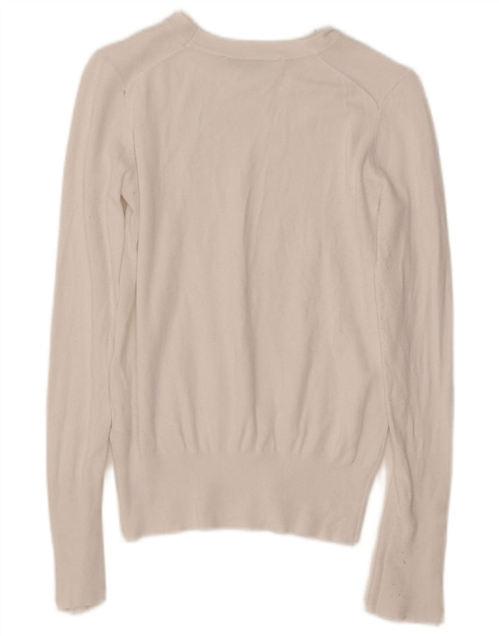 ZARA Womens Boat Neck Jumper Sweater UK 10 Small White Viscose