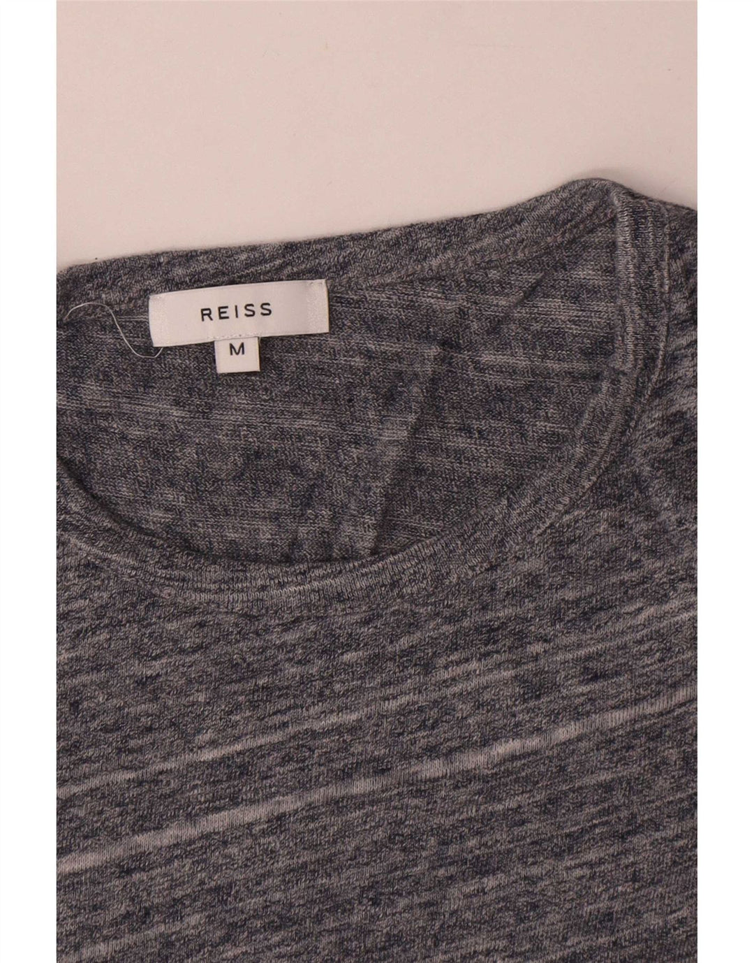 Reiss Mens T-Shirt Top Medium Grey Striped Cotton