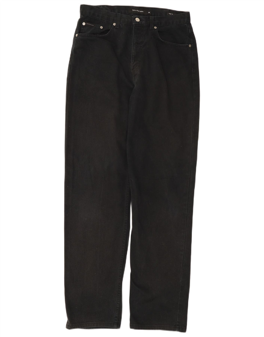 CALVIN KLEIN Mens Easy Fit Straight Jeans W32 L32 Black Cotton