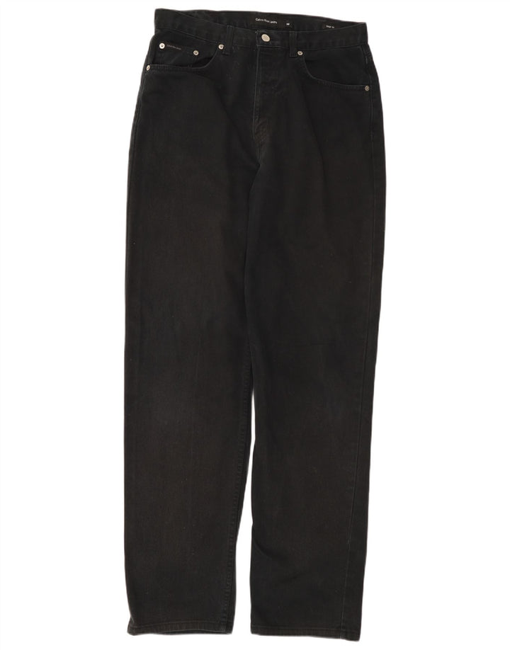 CALVIN KLEIN Mens Easy Fit Straight Jeans W32 L32 Black Cotton