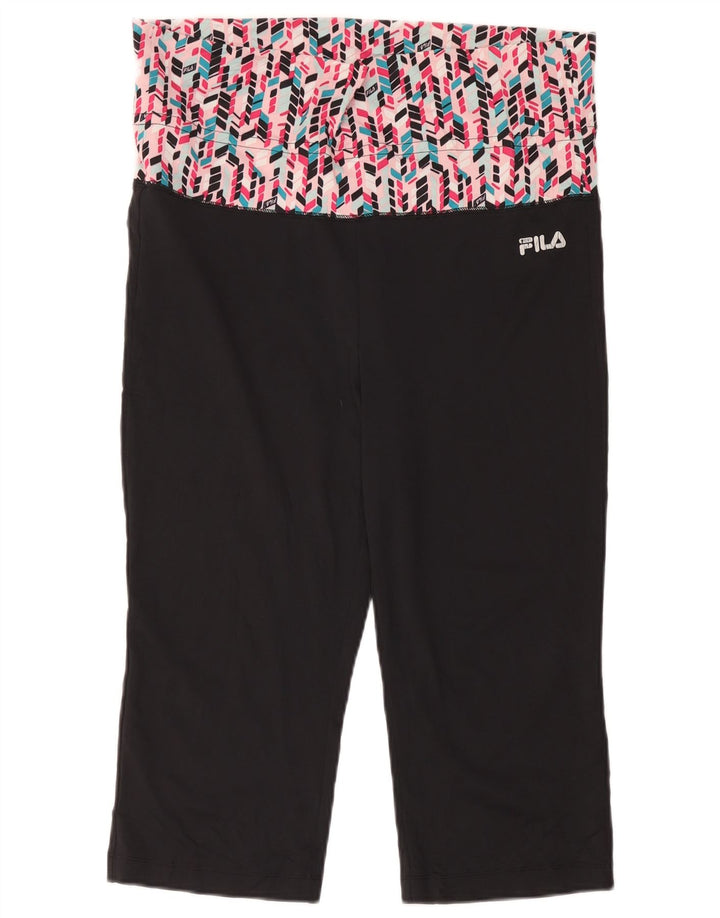 Fila Womens Capri Leggings UK 16 Large Black Geometric Polyester