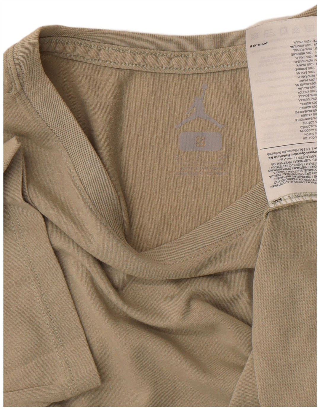 Jordan Mens T-Shirt Top Small Khaki Cotton
