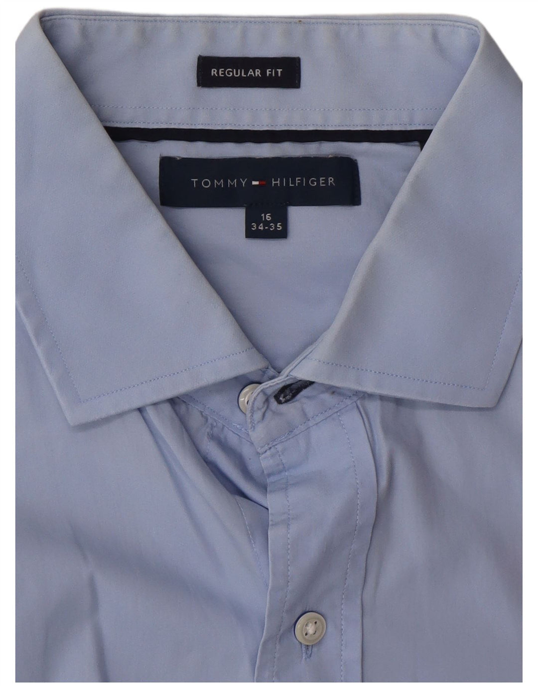 Tommy Hilfiger Mens Regular Fit Shirt Size 16 Large Blue