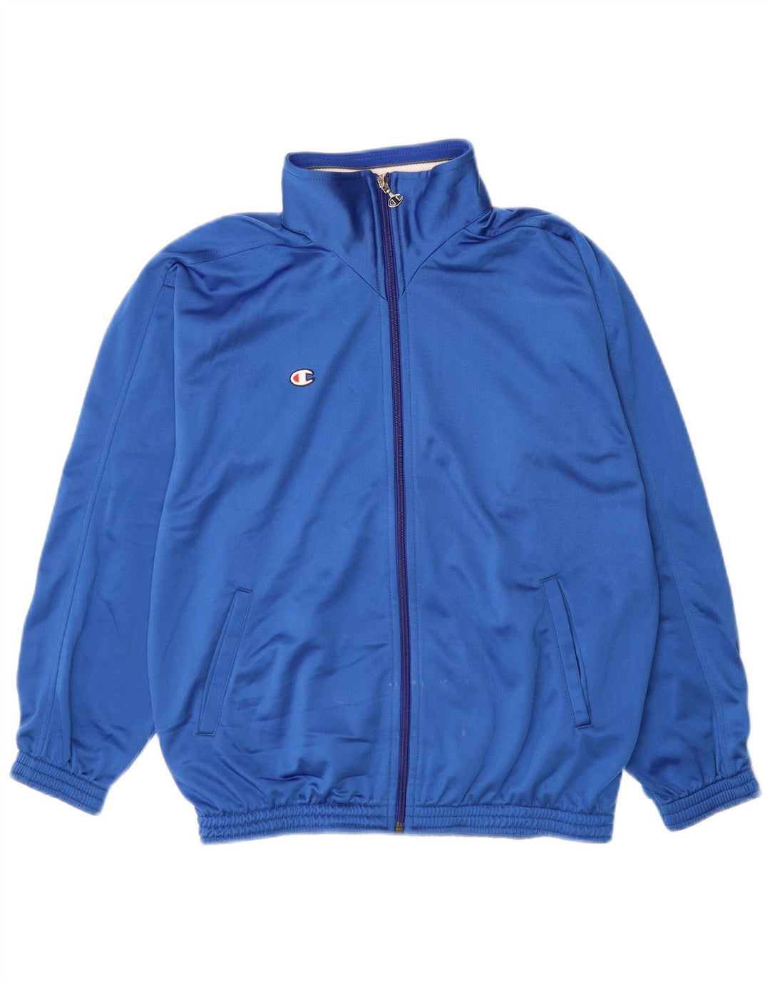 CHAMPION Boys Graphic Tracksuit Top Jacket 11-12 Years Blue Polyester